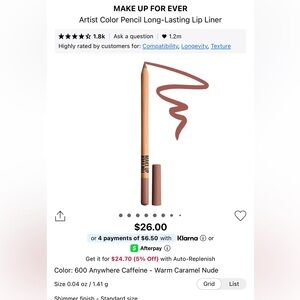 MAKEUP FOR EVER Anywhere Caffeine & Wherever Walnut Lip Liner NEW & SEALED